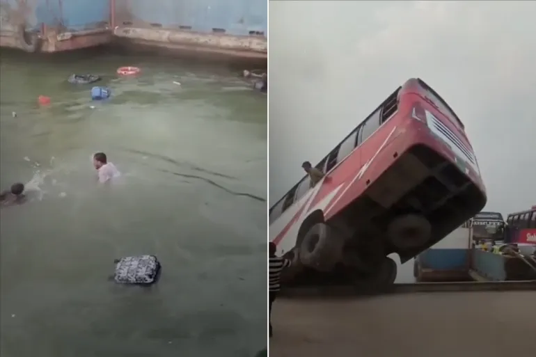 بالفيديو-مصرع 24 معظمهم نساء وأطفال إثر سقوط حافلة بنهر في بنغلاديش